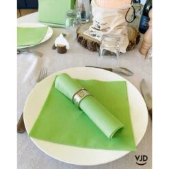 25 Serviettes Non-tissées Vert Pomme Premium 40 Cm Table'Colors -Vacances Vaisselle Magasin 25 serviettes non tisse luxe vert pomme 40 x 40cm 6