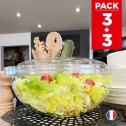 3 Saladiers + 3 Couvercles 4,5 L Réutilisable -Vacances Vaisselle Magasin 3 saladiers couvercles 45 litres recyclables reutilisables 1