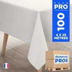 4 Nappes Blanches Intissées 25 M 5 4 Nappes Blanches Intissées 25 M -Vacances Vaisselle Magasin 4 nappes 25 metres biodegradables blanches 1 1