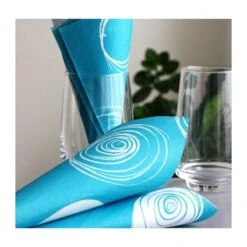 40 Serviettes Papier Turquoises 38 X 38 Cm -Vacances Vaisselle Magasin 40 serviettes papier 38 cm x 38 cm decor cercles turquoise 2