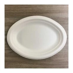 50 Assiettes Ovales Fibres Naturelles Blanches 26 Cm 8 50 Assiettes Ovales Fibres Naturelles Blanches 26 Cm -Vacances Vaisselle Magasin 50 assiettes biodegradables ovale 26 cm 1