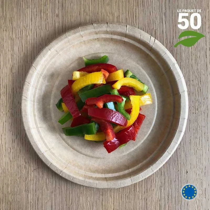 50 Assiettes Carton Kraft Nature 17 Cm 5 50 Assiettes Carton Kraft Nature 17 Cm – Image 3