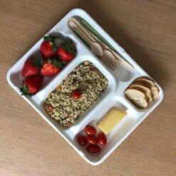 50 Plateaux Repas 5 Cases Nature 23,5/29,5 -Vacances Vaisselle Magasin 50 plateaux repas 5 cases biodegradables compostables 1