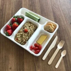 50 Plateaux Repas 5 Cases Nature 23,5/29,5 -Vacances Vaisselle Magasin 50 plateaux repas 5 cases biodegradables compostables 2