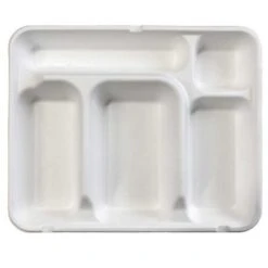 50 Plateaux Repas 5 Cases Nature 23,5/29,5 -Vacances Vaisselle Magasin 50 plateaux repas 5 cases biodegradables compostables 4