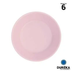 6 Assiettes Creuses Duréka Pastel Roses 17,8 Cm