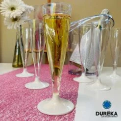6 Flûtes Duréka Avec Pied Blanc Incassable 13,8 Cl -Vacances Vaisselle Magasin 6 flutes dureka avec pied blanc incassable reutilisable 138 cl 1