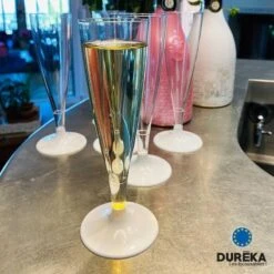 6 Flûtes Duréka Avec Pied Blanc Incassable 13,8 Cl -Vacances Vaisselle Magasin 6 flutes dureka avec pied blanc incassable reutilisable 138 cl 2