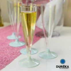 6 Flûtes Duréka Avec Pied Bleu Incassable 13,8 Cl -Vacances Vaisselle Magasin 6 flutes dureka avec pied bleu incassable reutilisable 138 cl 2