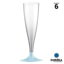 6 Flûtes Duréka Avec Pied Bleu Incassable 13,8 Cl