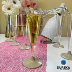 6 Flûtes Duréka Avec Pied Taupe Incassable 13,8 Cl -Vacances Vaisselle Magasin 6 flutes dureka avec pied taupe incassable reutilisable 138 cl 2