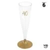 6 Flûtes Pied Or âge 40 Ans 14 Cl -Vacances Vaisselle Magasin 6 flutes pied or age 40 ans recyclables reutilisables 14 cl