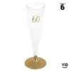 6 Flûtes Pied Or âge 60 Ans 14 Cl -Vacances Vaisselle Magasin 6 flutes pied or age 60 ans recyclables reutilisables 14 cl