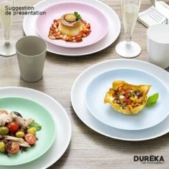 6 Petites Assiettes Duréka Blanches 20,8 Cm -Vacances Vaisselle Magasin 6 petites assiettes dureka blanches incassable reutilisable 208 cm 2