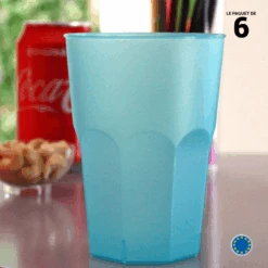 6 Verres Cocktail Plastique Réutilisable Turquoise 42 Cl