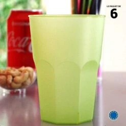 6 Verres Cocktail Plastique Réutilisable Vert 42 Cl