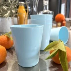 6 Verres Coniques Duréka Bleus Incassable 33 Cl