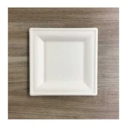 50 Assiettes Carrées Fibres Naturelles 16 Cm -Vacances Vaisselle Magasin assiette biodegradable carree 16 cm par 50 1