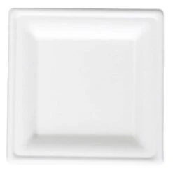 50 Assiettes Carrées Fibres Naturelles Blanches 20 Cm -Vacances Vaisselle Magasin assiette biodegradable carree 20 cm par 50 4