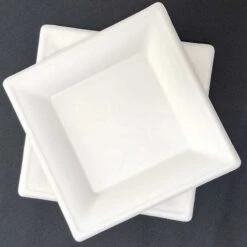 50 Assiettes Carrées Fibres Naturelles 26 Cm -Vacances Vaisselle Magasin assiette biodegradable carree 26 cm par 50 3