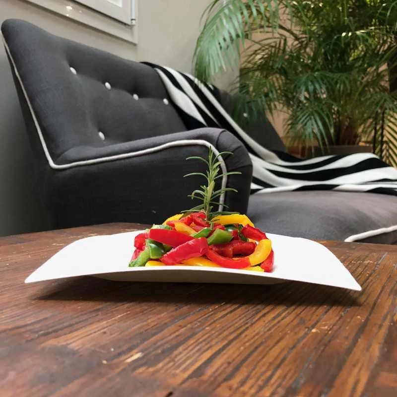 50 Assiettes Carrées Design Fibres Naturelles Blanches 18 Cm 4 50 Assiettes Carrées Design Fibres Naturelles Blanches 18 Cm – Image 2