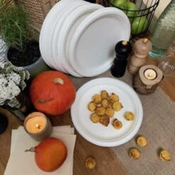 50 Assiettes Rondes 26 Cm -Vacances Vaisselle Magasin assiette biodegradable ronde 26 cm par 50 1 5