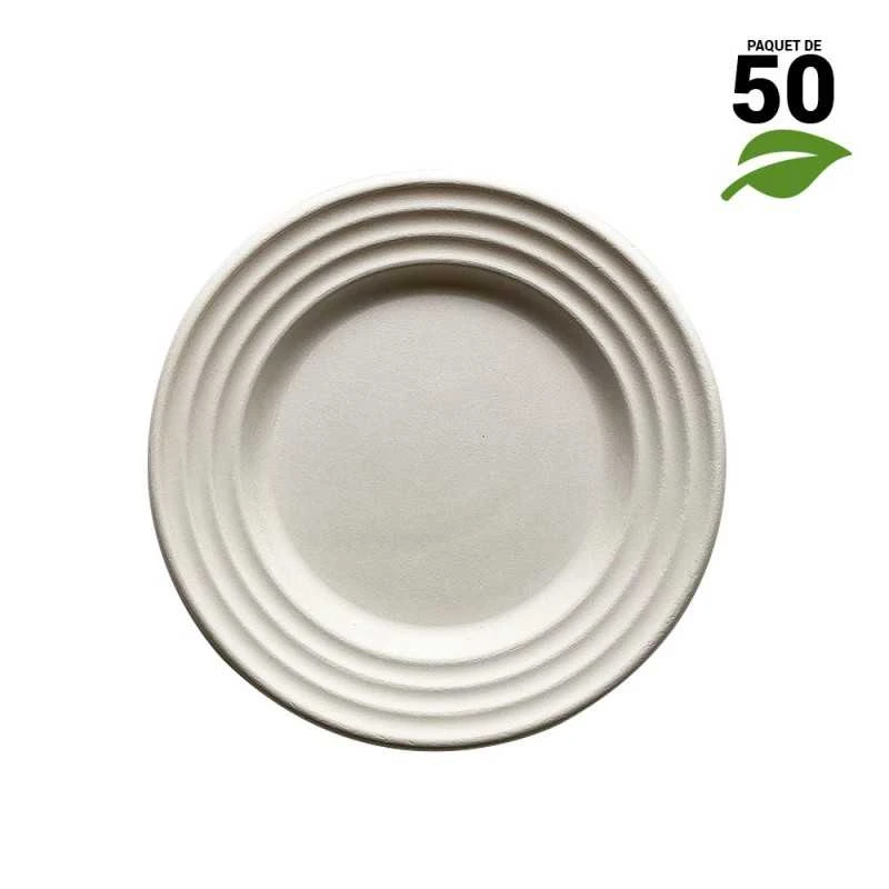 50 Assiettes Design Fibres Naturelles Blanches 18 Cm 3 50 Assiettes Design Fibres Naturelles Blanches 18 Cm