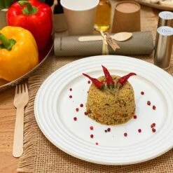 50 Assiettes Design Fibres Naturelles Blanches 26 Cm -Vacances Vaisselle Magasin assiettes biodegradables design blanc 26 cm par 50 2