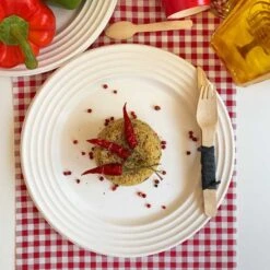 50 Assiettes Design Fibres Naturelles Blanches 26 Cm -Vacances Vaisselle Magasin assiettes biodegradables design blanc 26 cm par 50 3