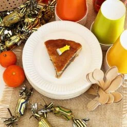 100 Assiettes Rondes Fibres Naturelles Blanches 18 Cm -Vacances Vaisselle Magasin assiettes biodegradables rondes 18 cm par 100 3