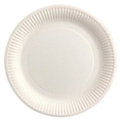 100 Assiettes Rondes Fibres Naturelles Blanches 23 Cm -Vacances Vaisselle Magasin assiettes biodegradables rondes 23 cm par 100 4