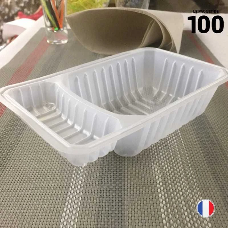 100 Barquettes à Frites 500 Gr + Compartiment 3 100 Barquettes à Frites 500 Gr + Compartiment