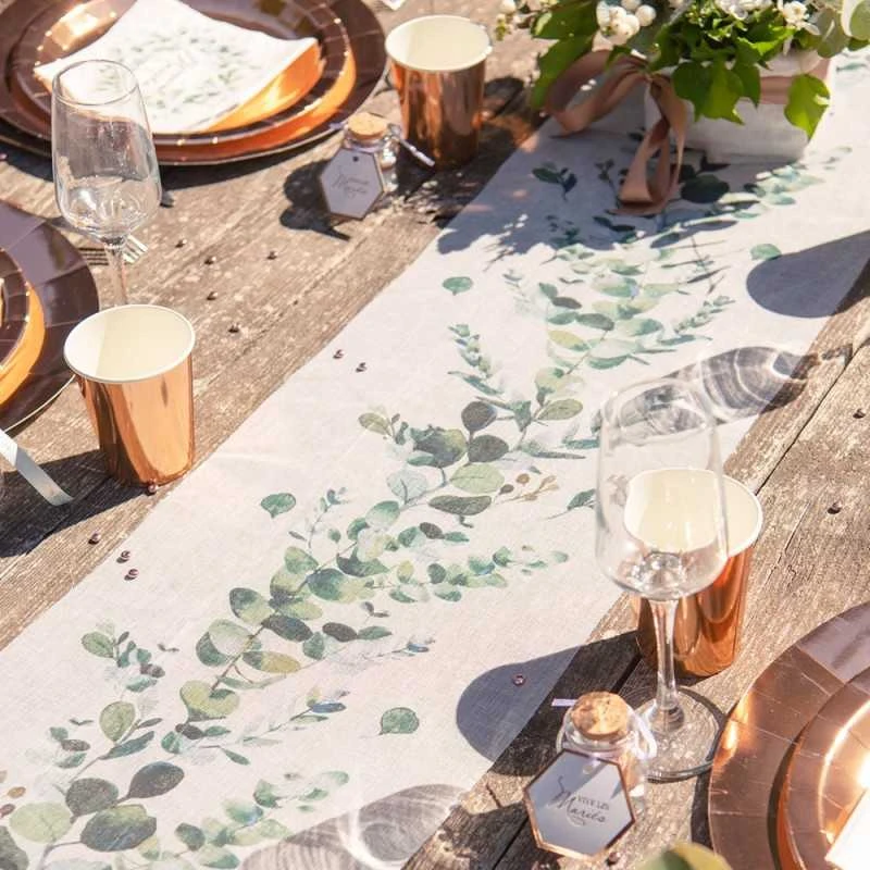 Chemin De Table Bucolique Floral Tendance Vert 3 M 4 Chemin De Table Bucolique Floral Tendance Vert 3 M â Image 2