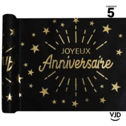 Chemin De Table étincelant Noir Et Or 5 M