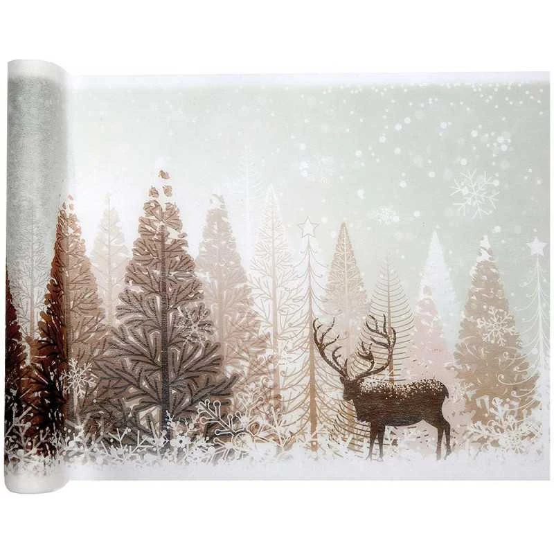 Chemin De Table Forêt D'hiver Avec Cerf 5 M 3 Chemin De Table Forêt D'hiver Avec Cerf 5 M