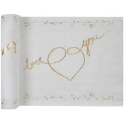 Chemin De Table Just Married Métallisé Or 3 M -Vacances Vaisselle Magasin chemin de table just married metallise or 3 m 2