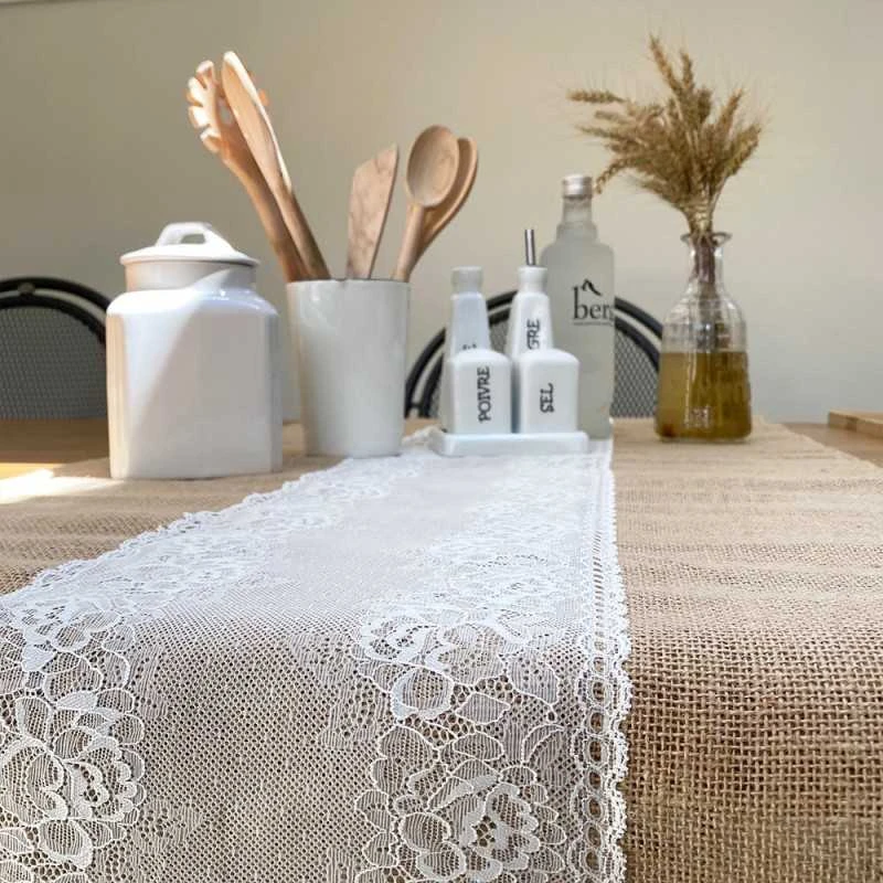 Chemin De Table Jute Et Dentelle 60 Cm X 3 M 4 Chemin De Table Jute Et Dentelle 60 Cm X 3 M – Image 2
