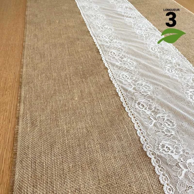 Chemin De Table Jute Et Dentelle 60 Cm X 3 M 3 Chemin De Table Jute Et Dentelle 60 Cm X 3 M