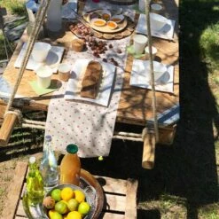 Chemin De Table Lin Coeurs Rouges 5 M -Vacances Vaisselle Magasin chemin de table lin coeurs rouges 5 metres 4