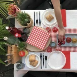 Chemin De Table Vichy Rouge Lin Naturel 5 M -Vacances Vaisselle Magasin chemin de table vichy rouge lin naturel 5 metres 2