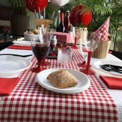 Chemin De Table Vichy Rouge Lin Naturel 5 M -Vacances Vaisselle Magasin chemin de table vichy rouge lin naturel 5 metres 4