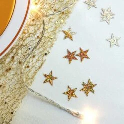 Chemin De Table Glitter Pailleté Or 5 M -Vacances Vaisselle Magasin chemins de table glitter paillete or 5 metres 3