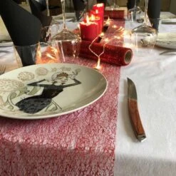 Chemin De Table Glitter Pailleté Rouge 5 M -Vacances Vaisselle Magasin chemins de table glitter paillete rouge 5 metres 1