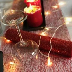 Chemin De Table Glitter Pailleté Rouge 5 M -Vacances Vaisselle Magasin chemins de table glitter paillete rouge 5 metres 2