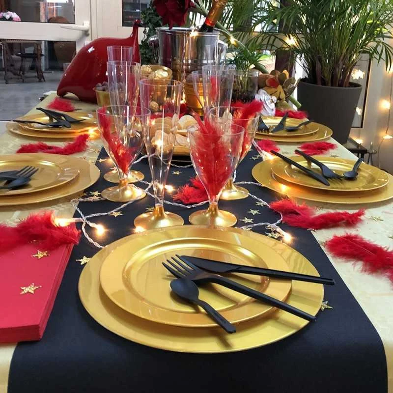 Chemins De Table En Non-tissé Noir 24 M 4 Chemins De Table En Non-tissé Noir 24 M – Image 2