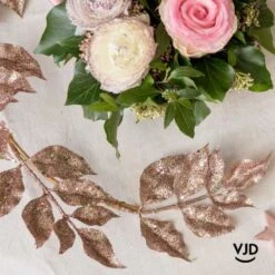 Décoration Branche Pailletée Rose Gold 80 Cm