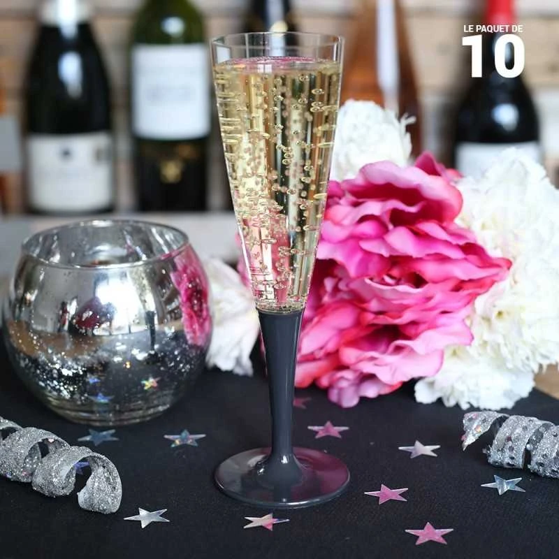 10 Flûtes à Pied Premium Gris Ardoise 5 10 Flûtes à Pied Premium Gris Ardoise – Image 3