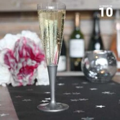 10 Flûtes à Pied Premium Gris Béton -Vacances Vaisselle Magasin flutes a pied premium gris beton lavables reutilisables 2