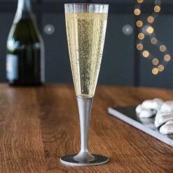 10 Flûtes à Pied Premium Gris Béton