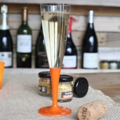 10 Flûtes à Pied Premium Orange -Vacances Vaisselle Magasin flutes a pied premium orange lavables reutilisables 2